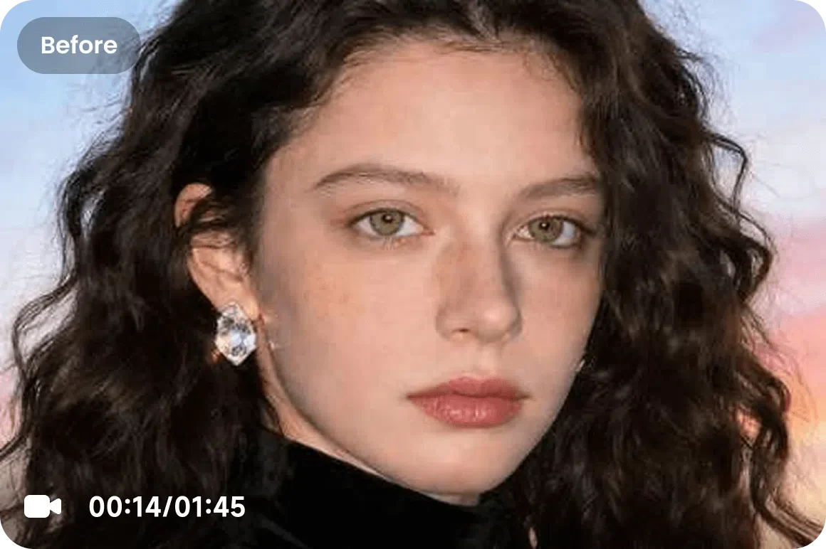 Modo de restauración de retratos — Mejorador de vídeo con IA para rostros y piel (before)